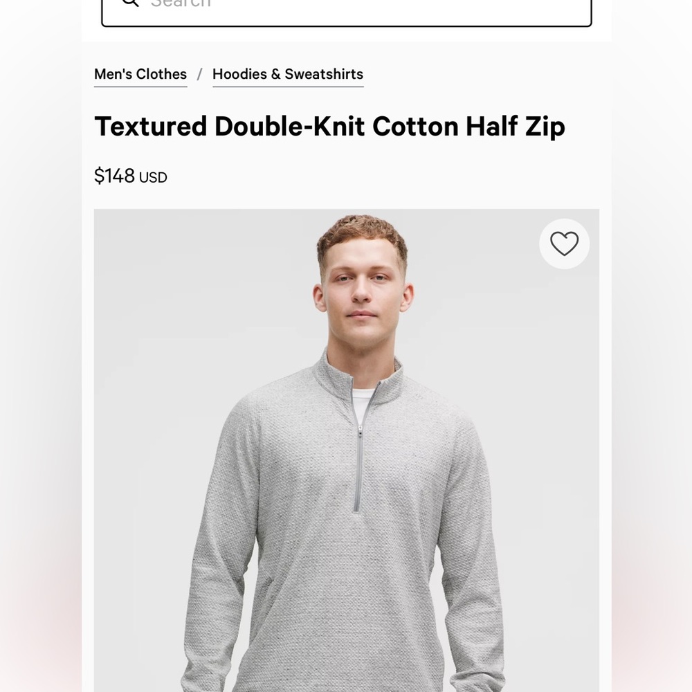 Lululemon Men’s Double Knit Half Zip